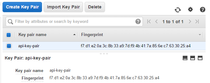 Key pair created via API